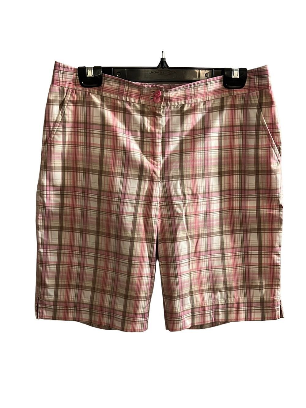 Pink and White Bermuda Plaid Shorts